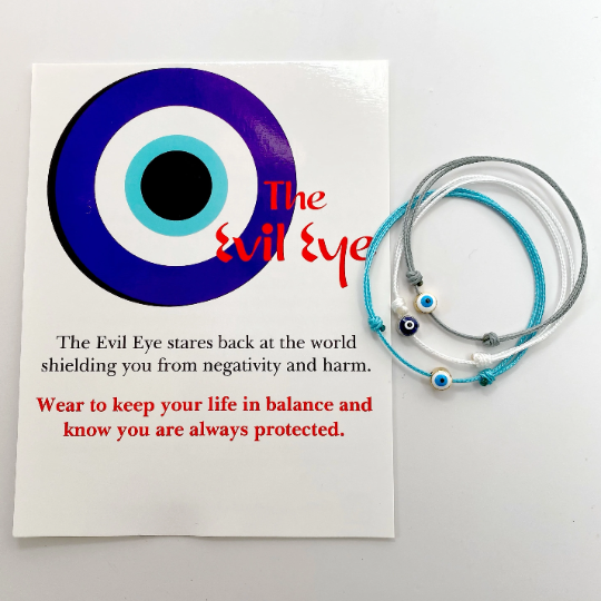 Evil Eye Adult String Bracelet in Gold or Silver