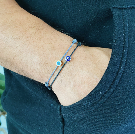 Evil Eye Adult String Bracelet in Gold or Silver