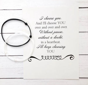 Couple Black & White Cord Bracelets with Card