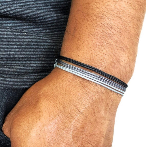 Surfer String Bracelets Matte Charcoal Blend