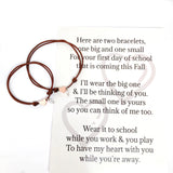 First Day of School Heart Charm Cord Bracelet Set with Poem