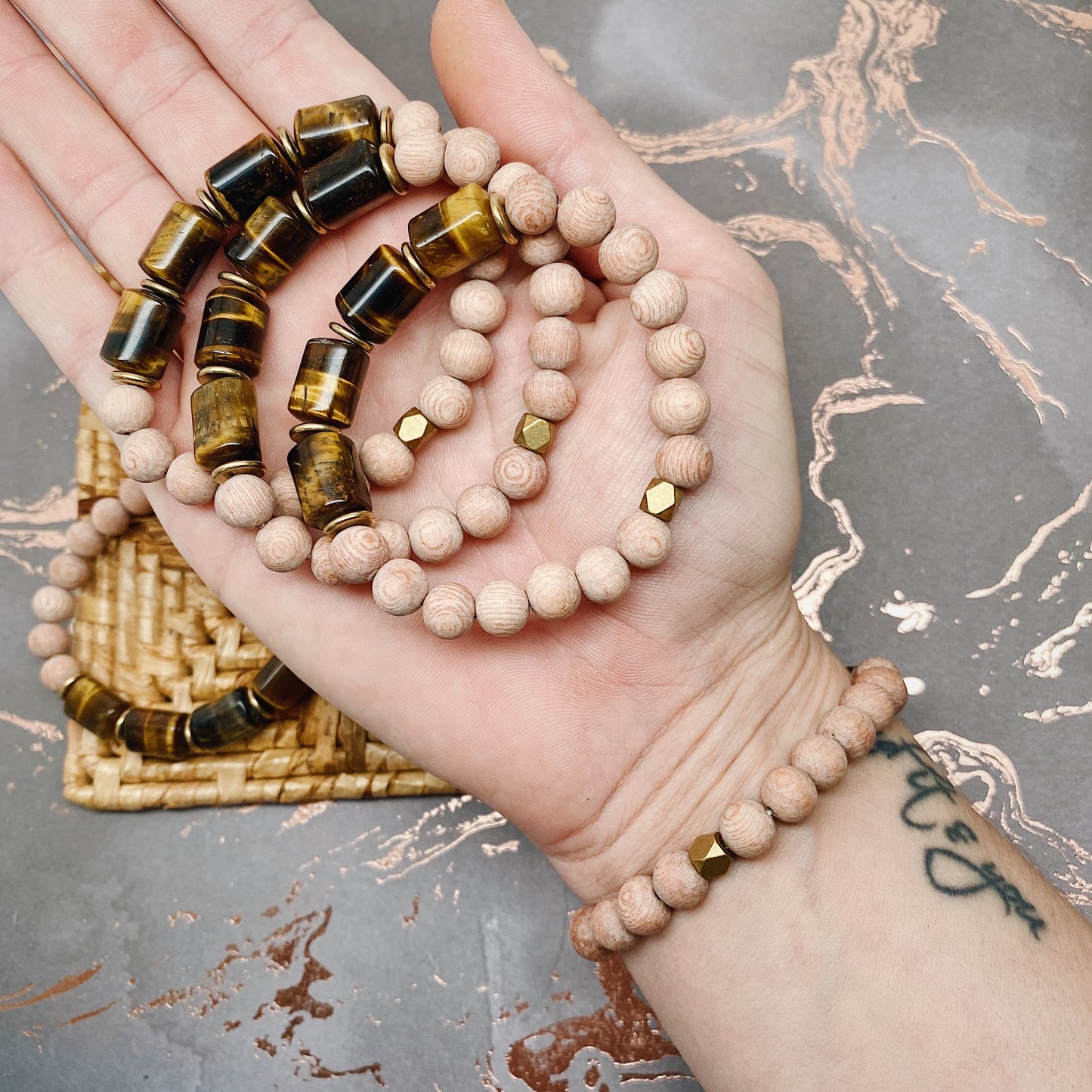 Tiger Eye Rose Wood Diffuser Bracelet