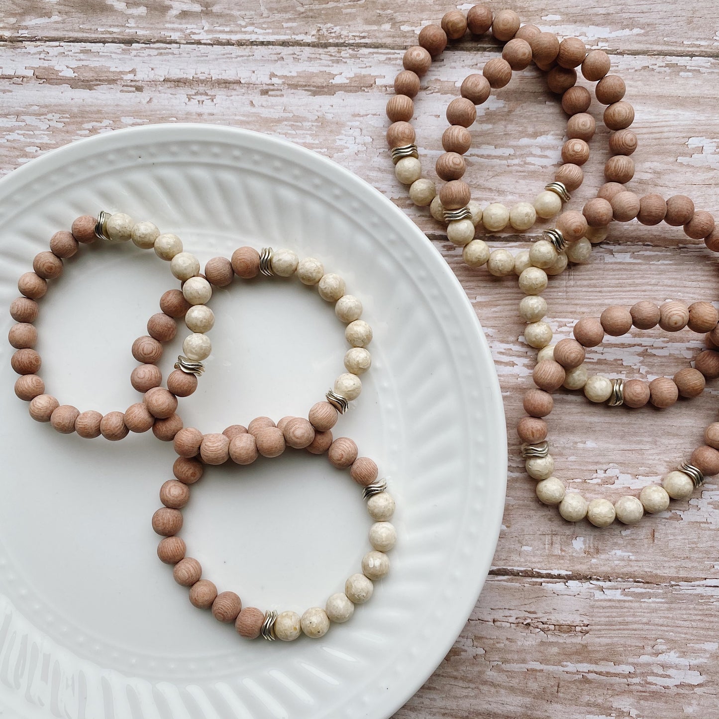 Riverstone Rose Wood Essential Oil Diffuser Bracelet