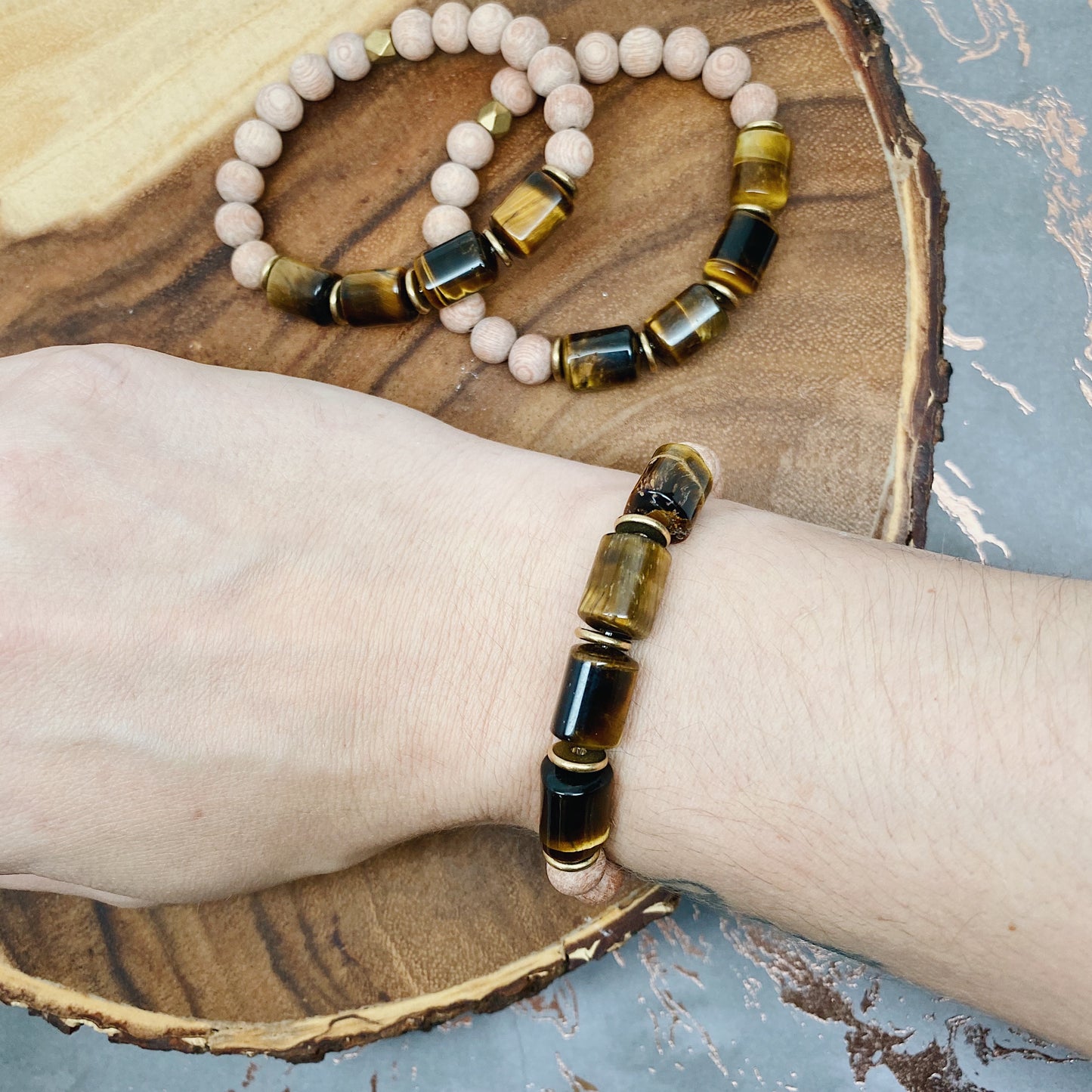 Tiger Eye Rose Wood Diffuser Bracelet