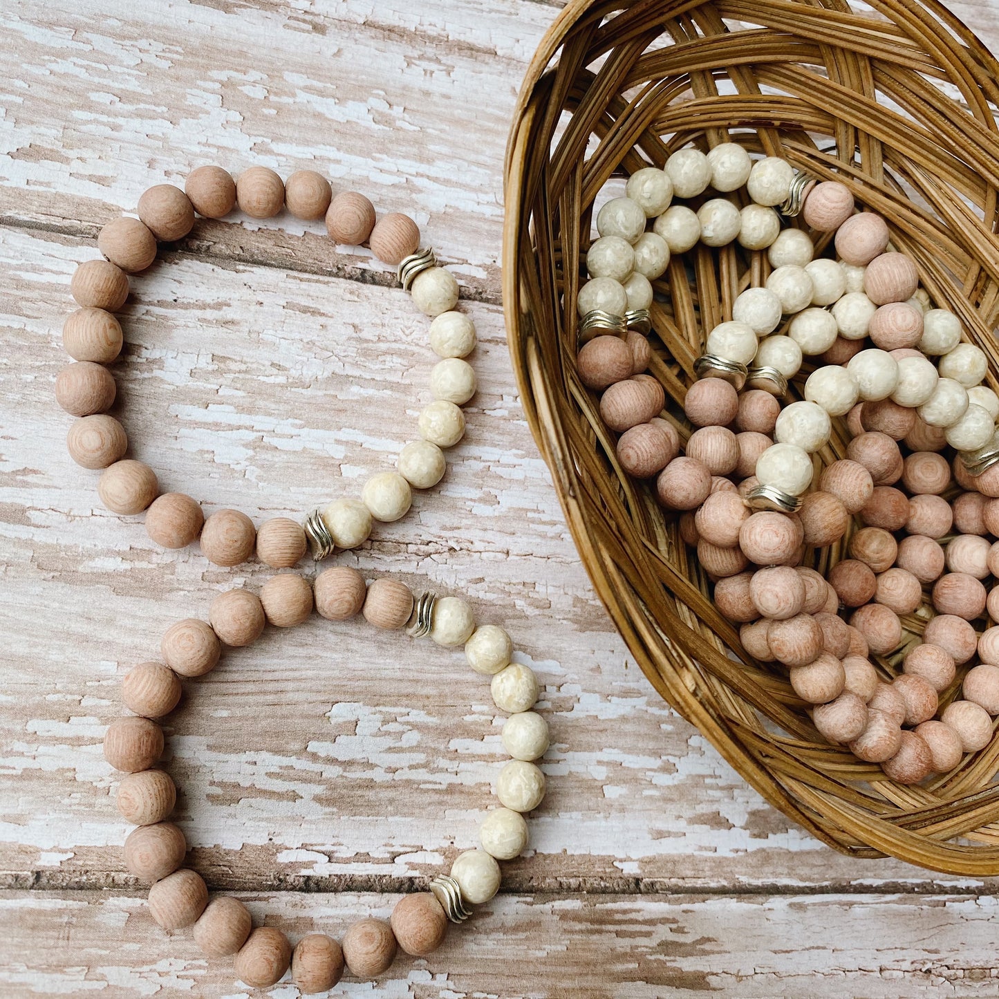 Riverstone Rose Wood Essential Oil Diffuser Bracelet