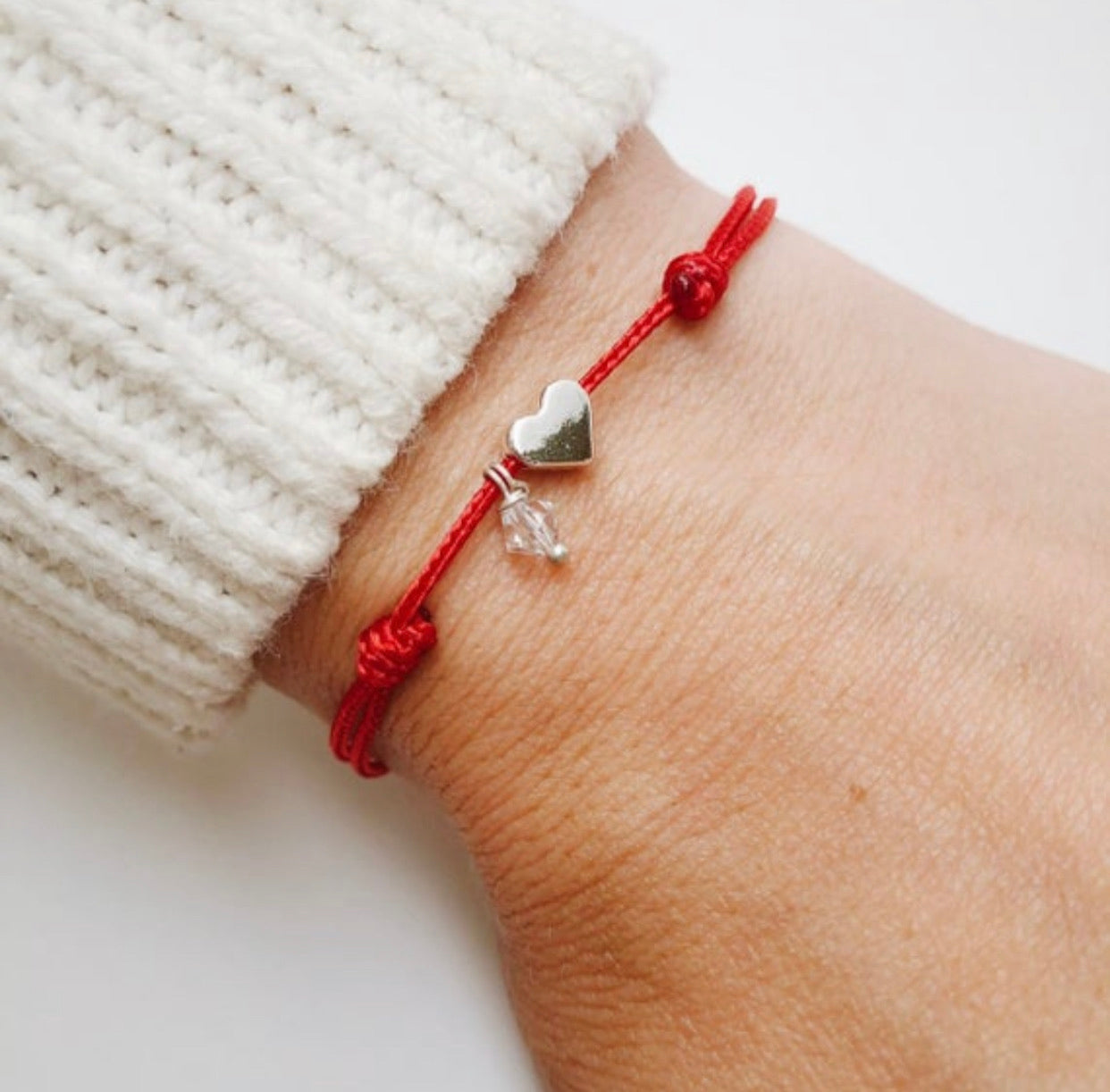 Adult Heart Charm Red String Bracelet