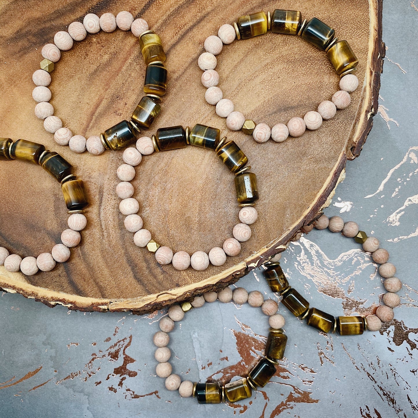 Tiger Eye Rose Wood Diffuser Bracelet