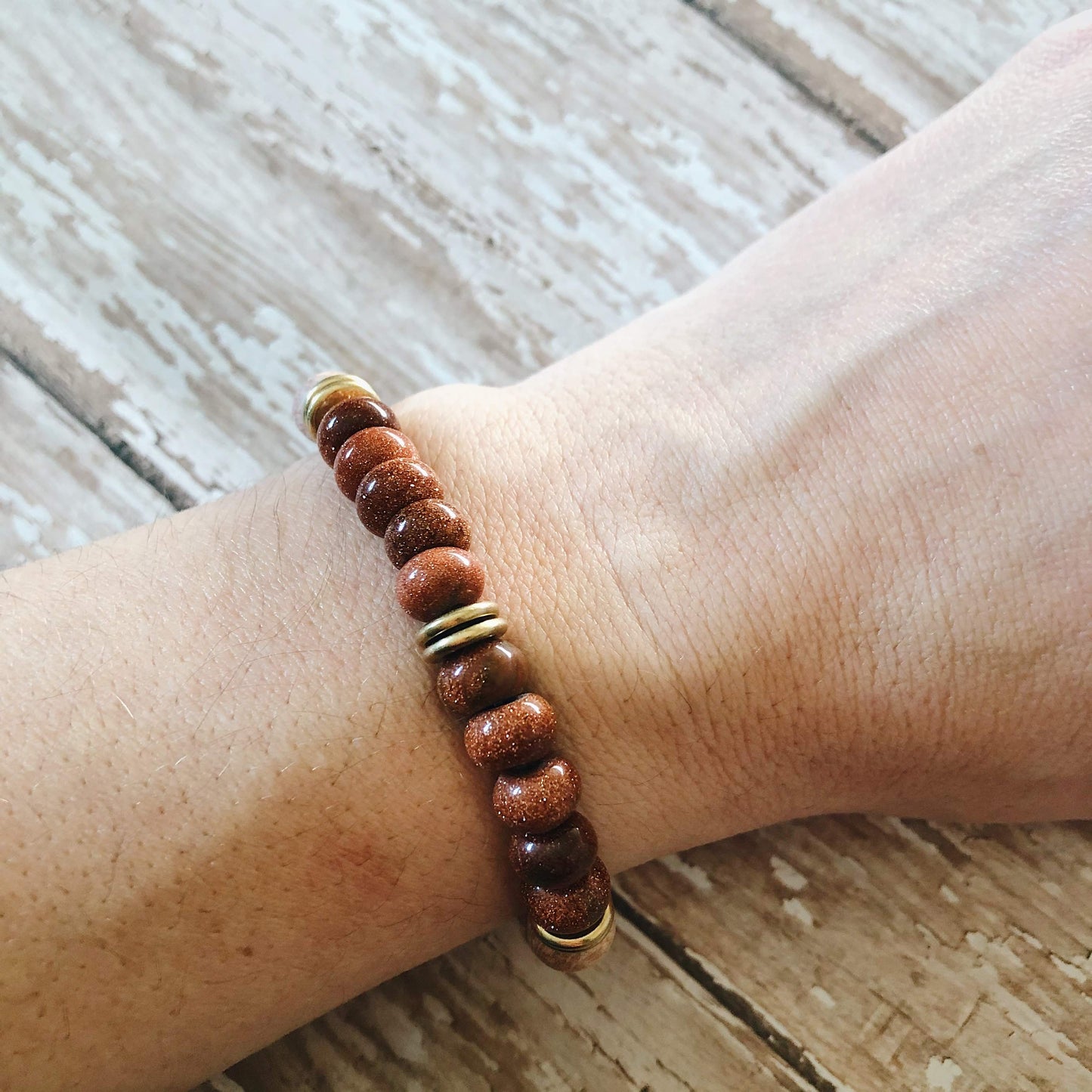 Goldstone Rose Wood Diffuser Bracelet